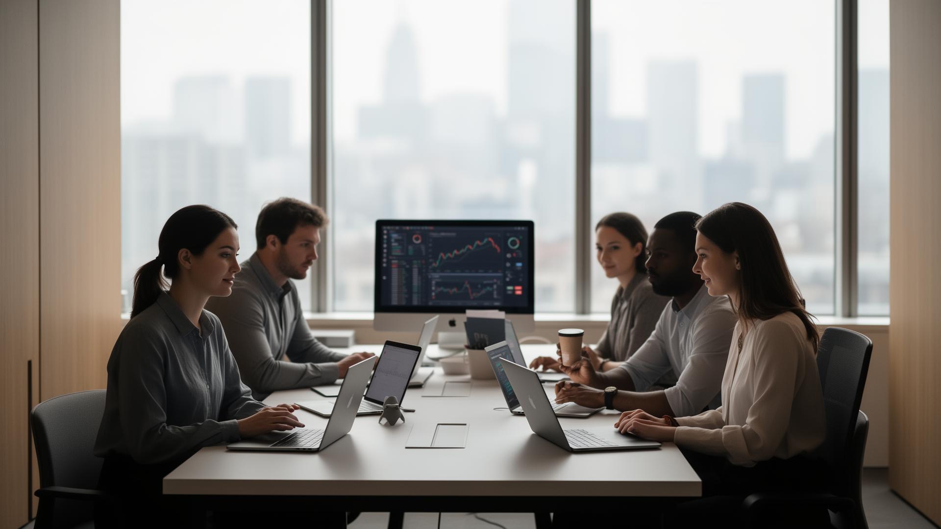 The Aurapay team collaborating in the London office
